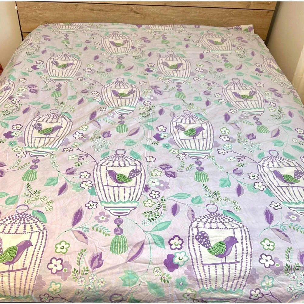 POTTERY BARN KIDS Bird Duvet Cover‎ Lavender Girls Birdcage Floral Twin Flora